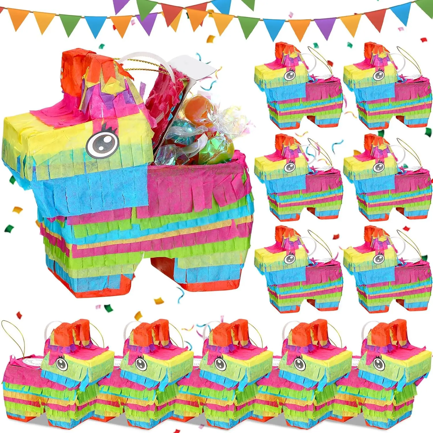 12 Pcs 4" Mini Donkey Piñata Bulk - Handmade Fiesta Party Favors, Goodie Bags for Kids Birthday, Cinco de Mayo Decor
12 Pcs 4" Mini Donkey Piñata Bulk - Handmade Fiesta Party Favors, Goodie Bags for Kids Birthday, Cinco de Mayo Decor