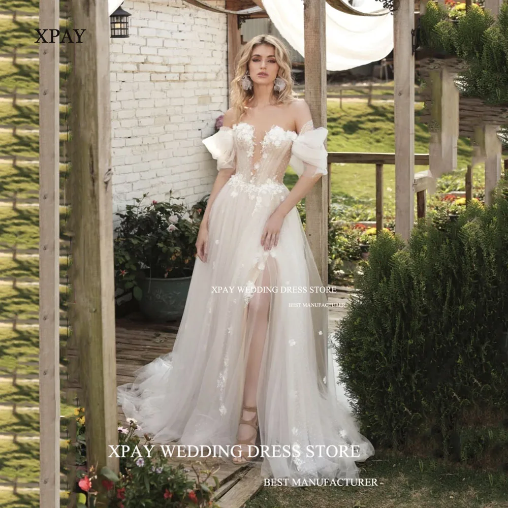 XPAY Off The Shoulder Bohemian Wedding Dresses Lace Appliques Sleeveless Bride Gown Illusion Backless Custom Vestidos De Novia
XPAY Off The Shoulder Bohemian Wedding Dresses Lace Appliques Sleeveless Bride Gown Illusion Backless Custom Vestidos De Novia