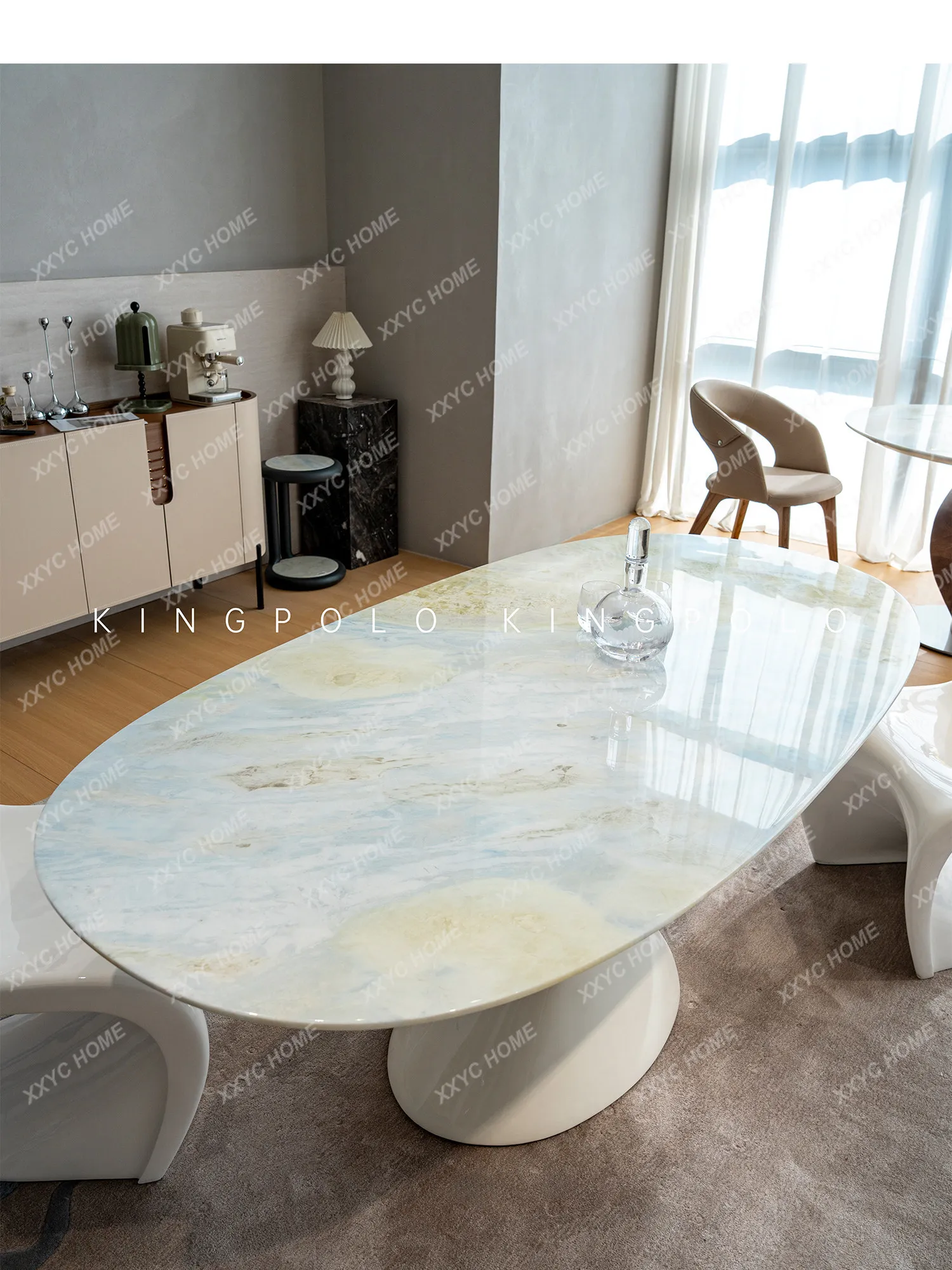 Luxury Stone Dining Table Cream Style Iceland Blue Lake Marble Long Dining Table
Luxury Stone Dining Table Cream Style Iceland Blue Lake Marble Long Dining Table