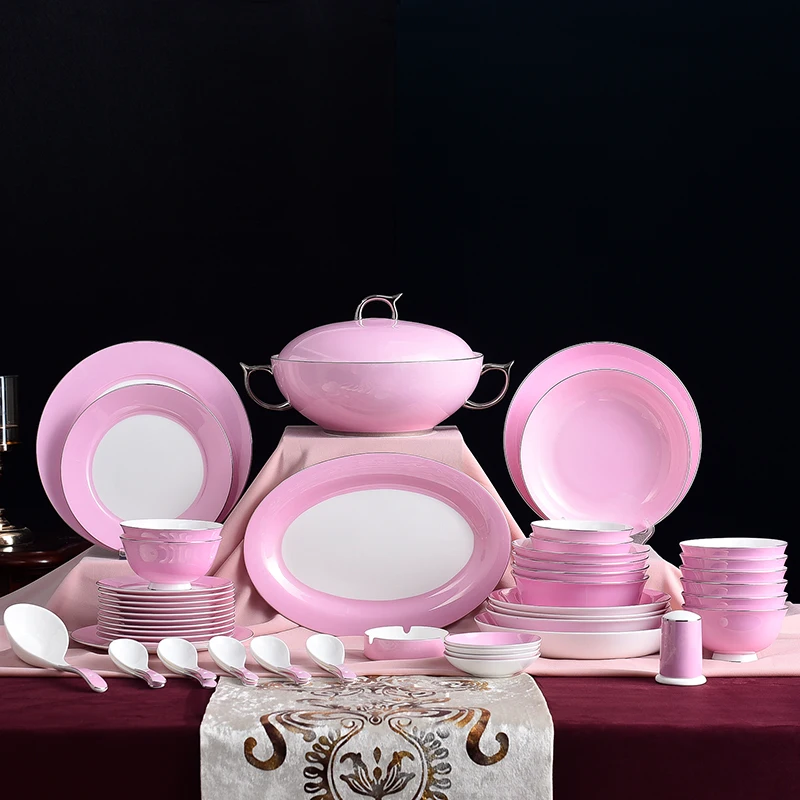 52 Pcs Porcelain Bowl Tableware Set European-Style Household Ceramic Bone China Bowls Plates Pink Plate Set
52 Pcs Porcelain Bowl Tableware Set European-Style Household Ceramic Bone China Bowls Plates Pink Plate Set