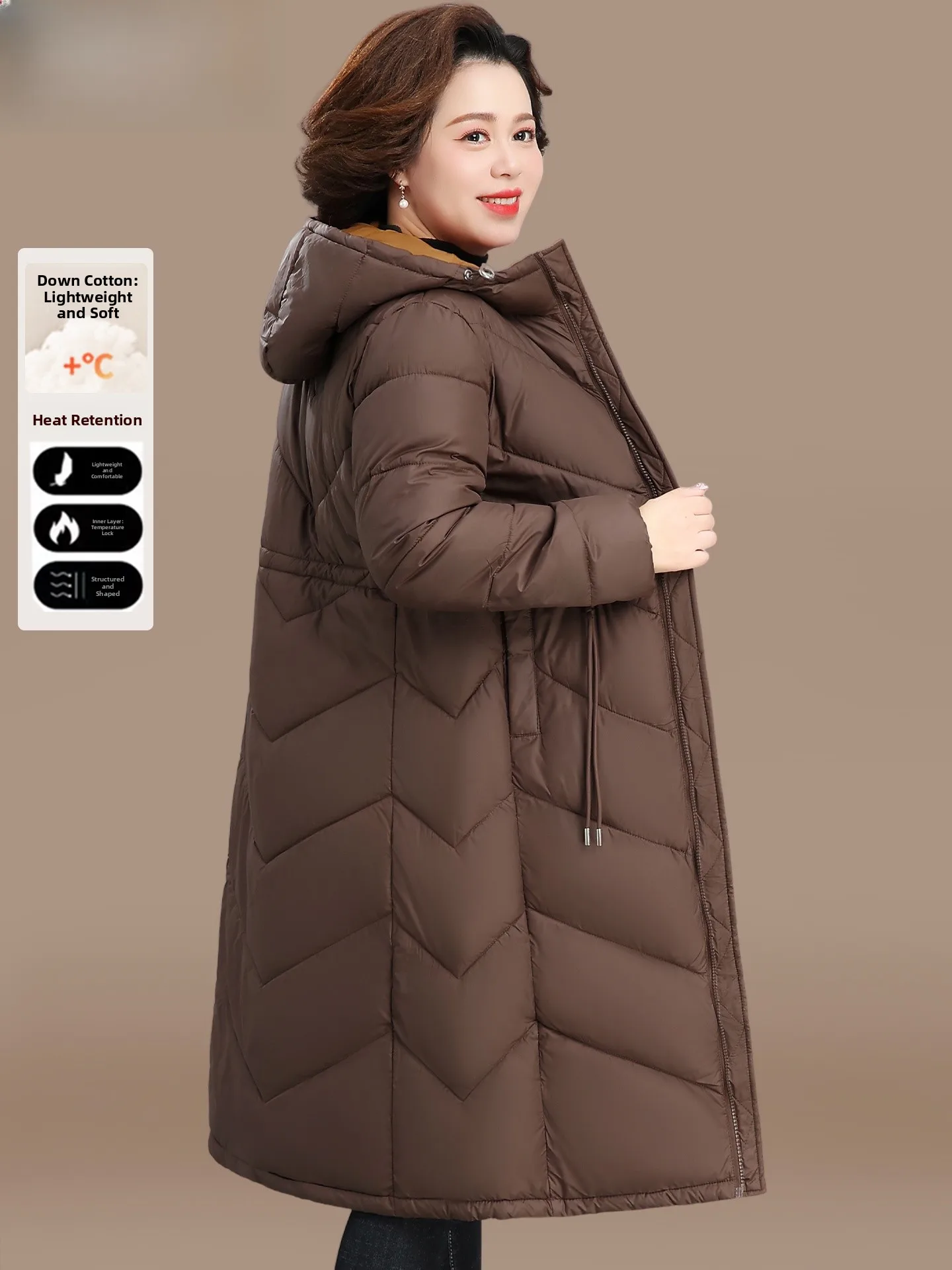 Winter Faionable Cotton Jaet Coat for Women Middle-Aged And ly Long-Sle down Filled Warmth Polyester Fiber
Winter Faionable Cotton Jaet Coat for Women Middle-Aged And ly Long-Sle down Filled Warmth Polyester Fiber