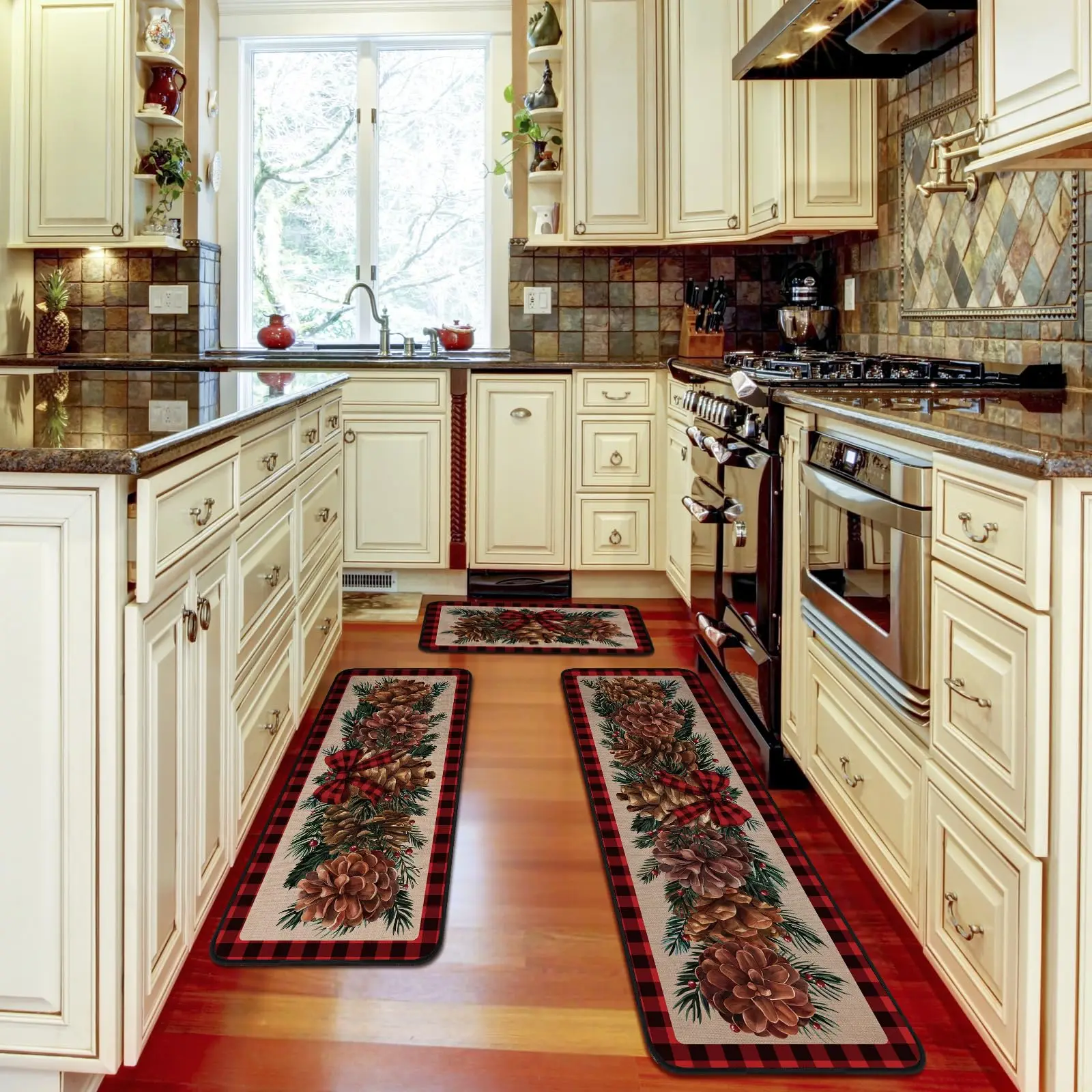 VIKAMA Рождественский американский дизайн сосновой шишки, коврики для кухни и входа, нескользящие и грязезащитные, праздничный ковер, домашний декор
VIKAMA Рождественский американский дизайн сосновой шишки, коврики для кухни и входа, нескользящие и грязезащитные, праздничный ковер, домашний декор