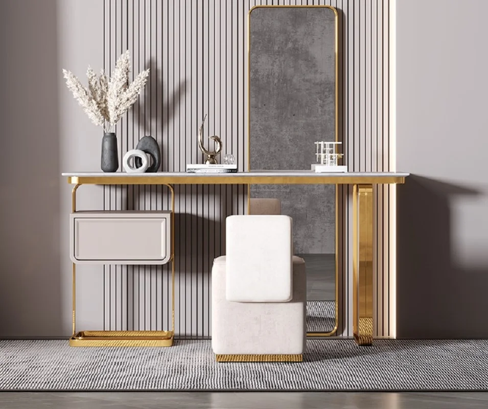 Italian simple dresser metal marble dresser large mirror bedroom storage cabinet all-in-one dresser 
Italian simple dresser metal marble dresser large mirror bedroom storage cabinet all-in-one dresser