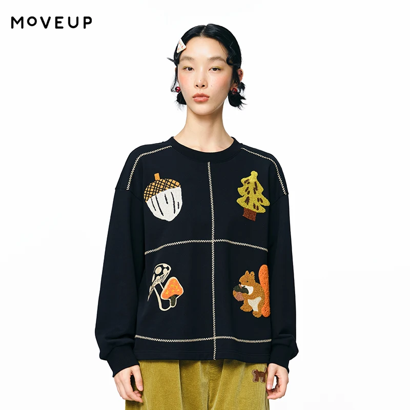 MOVEUP Long Sleeved Round Neck Sweatshirt Autumn Fun Animal Plant Embroidery Drop Sleeves Design Pullover For Women 3EWQ11497
MOVEUP Long Sleeved Round Neck Sweatshirt Autumn Fun Animal Plant Embroidery Drop Sleeves Design Pullover For Women 3EWQ11497