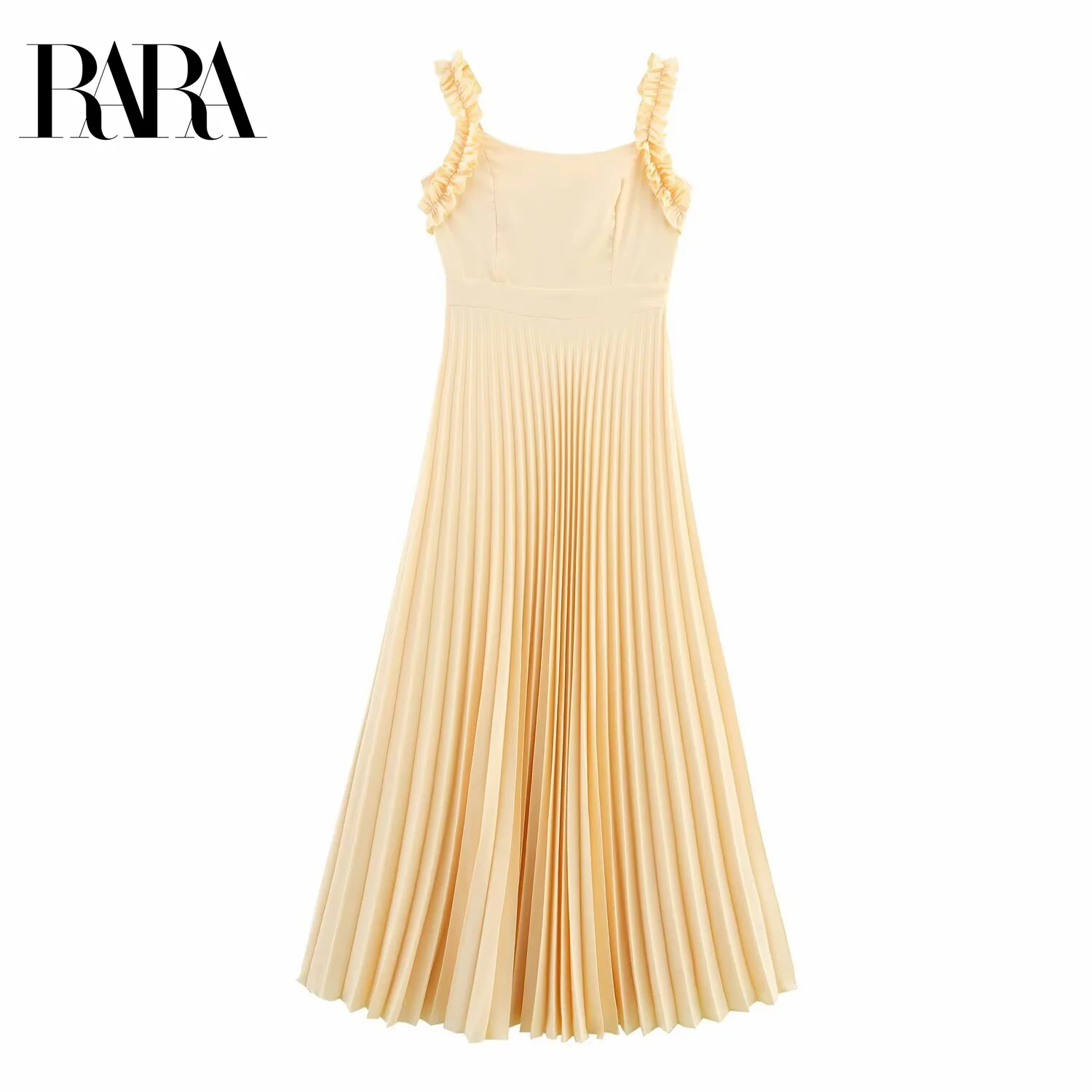 RARA Women's Simple Elegant Sleeveless Spaghetti Straps Pleated Ruffled Shoulder Straps Dress Pleated Skirt
RARA Women's Simple Elegant Sleeveless Spaghetti Straps Pleated Ruffled Shoulder Straps Dress Pleated Skirt