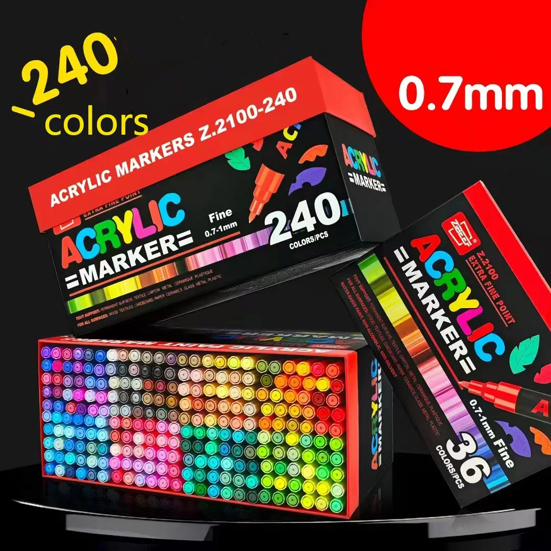 0.7mm Ziaeef 240 Colors Acrylic Paint Pens Set Marker Pen Markers Artist Rock Painting Glass Ceramic Fabric DIY Art suppliers
0.7mm Ziaeef 240 Colors Acrylic Paint Pens Set Marker Pen Markers Artist Rock Painting Glass Ceramic Fabric DIY Art suppliers
