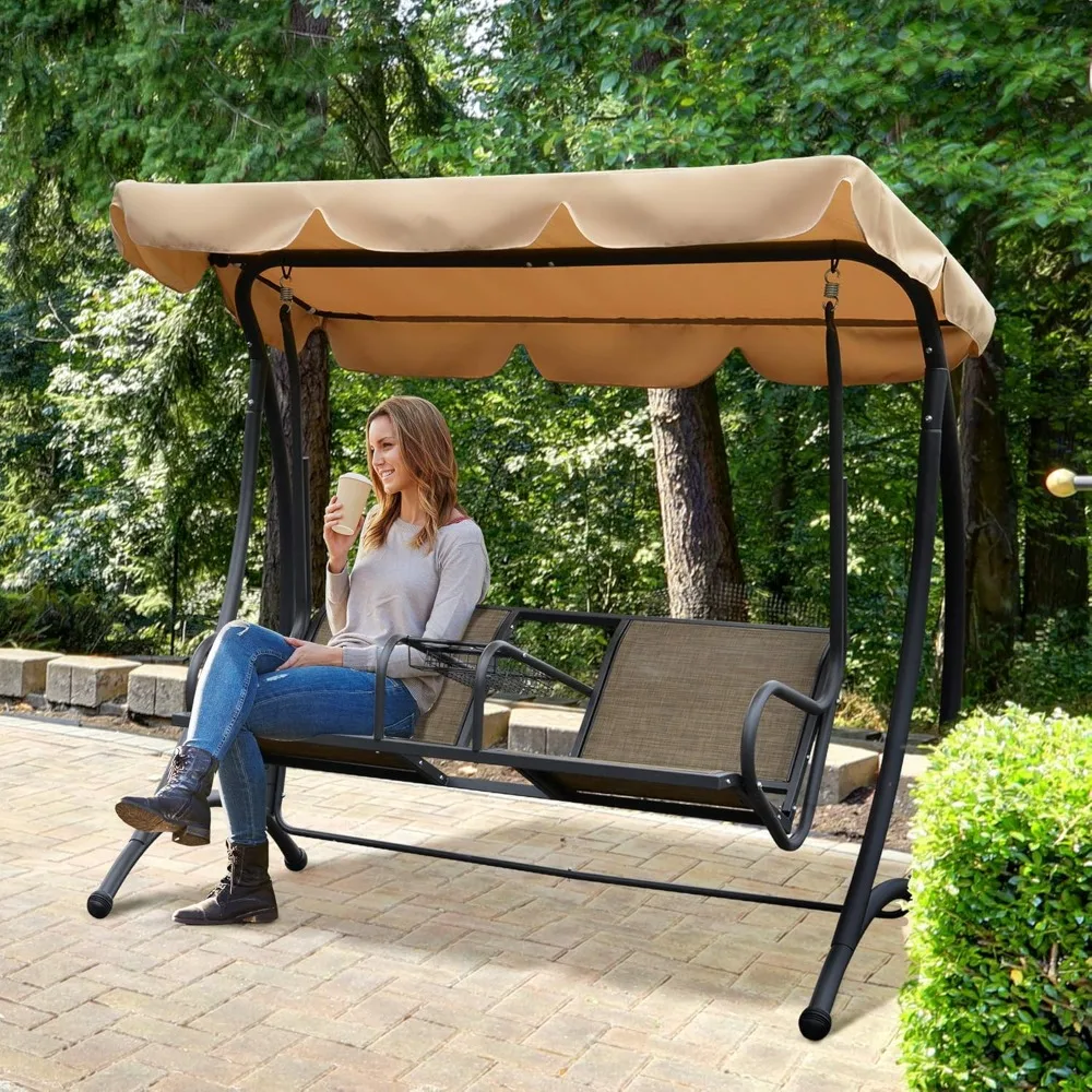 2-Seat Patio Swing Chair, Outdoor Porch Swing Glider with Adjustable Canopy, Cup Holders and Storage Tray, for, Customized
2-Seat Patio Swing Chair, Outdoor Porch Swing Glider with Adjustable Canopy, Cup Holders and Storage Tray, for, Customized