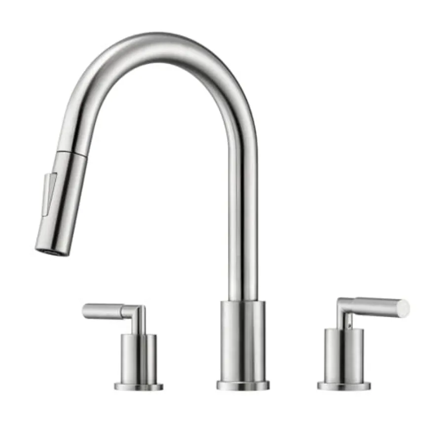 3 Holes Kitchen Faucet 2 Handle with Pull Down Sprayer Brushed Nickel Stainless Steel Kitchen Sink Faucet Durable and Modern De
3 Holes Kitchen Faucet 2 Handle with Pull Down Sprayer Brushed Nickel Stainless Steel Kitchen Sink Faucet Durable and Modern De