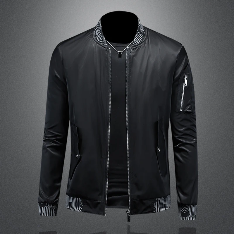 Minglu Spring Autumn Stand Collar Black Men's Jackets Luxury Solid Color Zipper Sport Male Coats Man Overcoat Plus Size 5XL
Minglu Spring Autumn Stand Collar Black Men's Jackets Luxury Solid Color Zipper Sport Male Coats Man Overcoat Plus Size 5XL