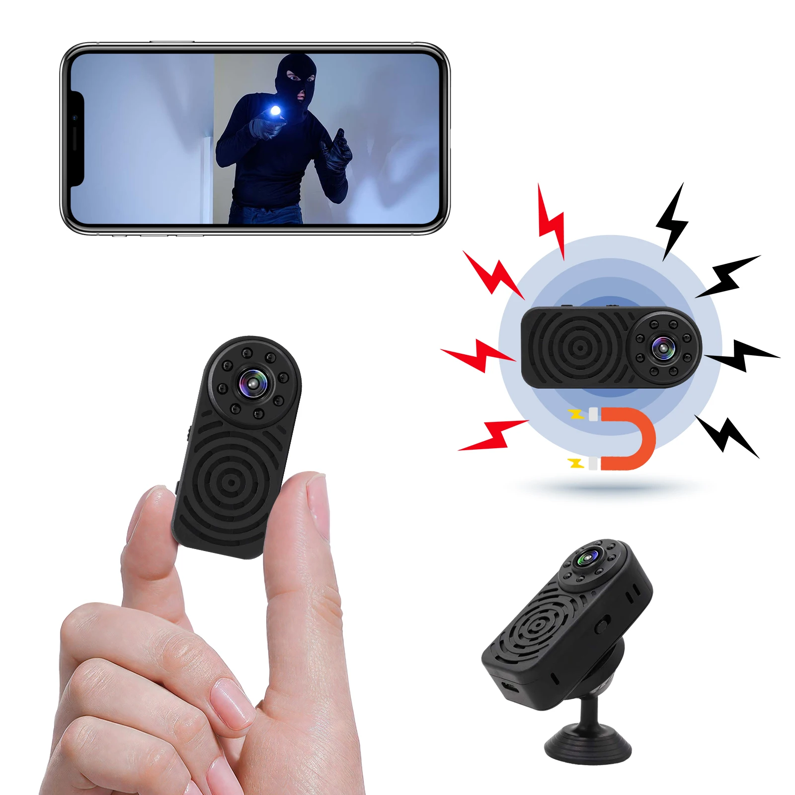 Мини-камера 1080p, портативная видеокамера с Wi-Fi, удаленным мониторингом движения, ночным видением и высокой четкостью
Мини-камера 1080p, портативная видеокамера с Wi-Fi, удаленным мониторингом движения, ночным видением и высокой четкостью