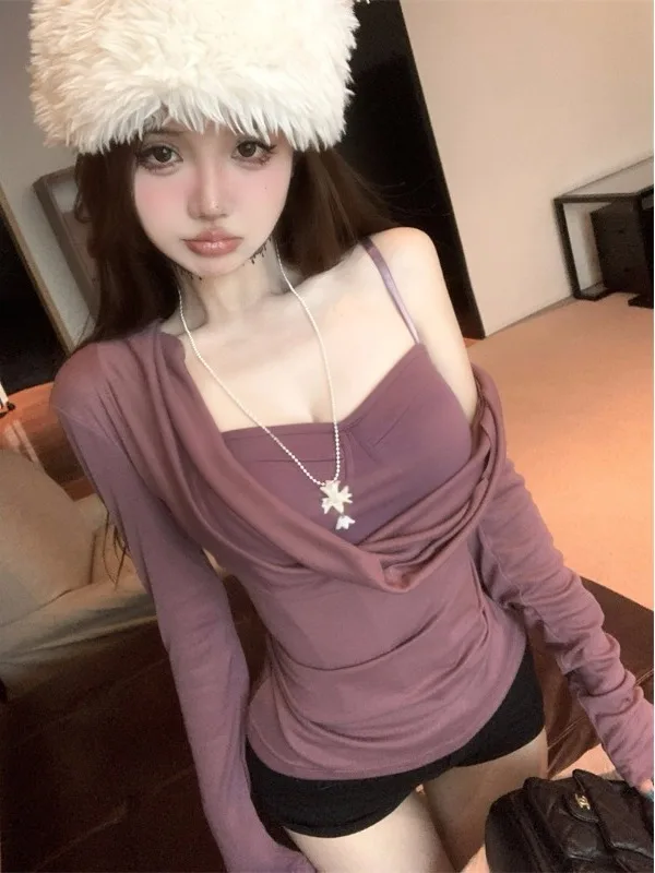 Pure Desirable Spicy Girl Fishbone Strapless Top Women's Autumn Fashion Purple Base Shirt Inner Wear Overlap Strap Two-Piece Set
Pure Desirable Spicy Girl Fishbone Strapless Top Women's Autumn Fashion Purple Base Shirt Inner Wear Overlap Strap Two-Piece Set