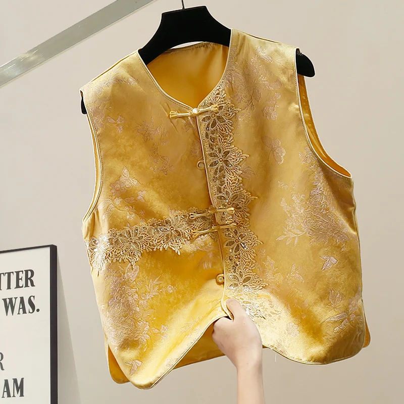 Faionable New Chinese Sle Heavy Embroidery Song Jin Svel Top Bright Sequins Vintage High-End National Trend Vest
Faionable New Chinese Sle Heavy Embroidery Song Jin Svel Top Bright Sequins Vintage High-End National Trend Vest