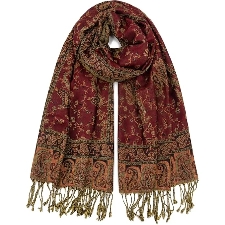 Two Tone Silky Paisley Pashmina Shawl Scarf,Soft Women's Rave Jacquard Pashminas Wrap Scarves, Style1 -Burgundy Paisley
Two Tone Silky Paisley Pashmina Shawl Scarf,Soft Women's Rave Jacquard Pashminas Wrap Scarves, Style1 -Burgundy Paisley
