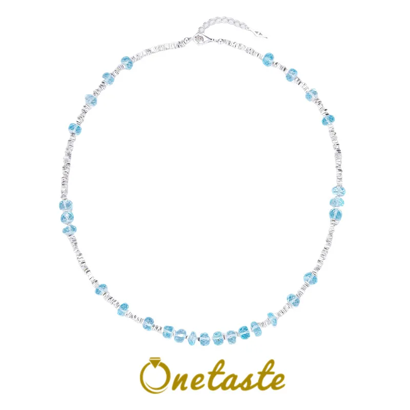 Blue Topaz 925 Silver Block Rosary Bead Strand Necklace Women Sparkle Dainty Fashion Layered Chokers Necklaces Personalized Gift
Blue Topaz 925 Silver Block Rosary Bead Strand Necklace Women Sparkle Dainty Fashion Layered Chokers Necklaces Personalized Gift