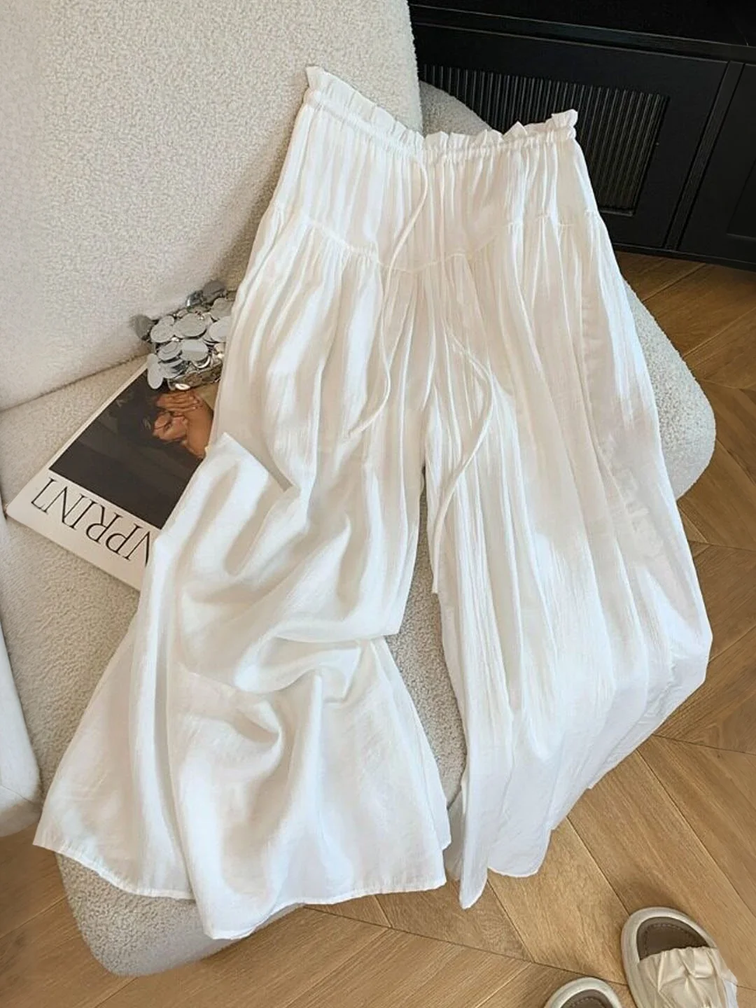 Elegant White Casual Wide Leg Pants Women's High Waist Tied Bow Wooden Summer Trendy Thin Pants Commute Style Pure Color
Elegant White Casual Wide Leg Pants Women's High Waist Tied Bow Wooden Summer Trendy Thin Pants Commute Style Pure Color