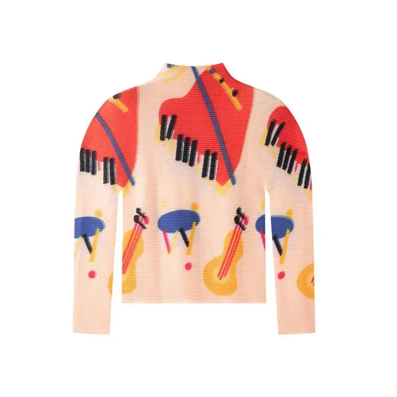 Printed Corn Design Grain Pleated Long Sleeve Women's T-Shirt Elegant High Elastic Slim High Neck Pullover Tops 2H1BW
Printed Corn Design Grain Pleated Long Sleeve Women's T-Shirt Elegant High Elastic Slim High Neck Pullover Tops 2H1BW