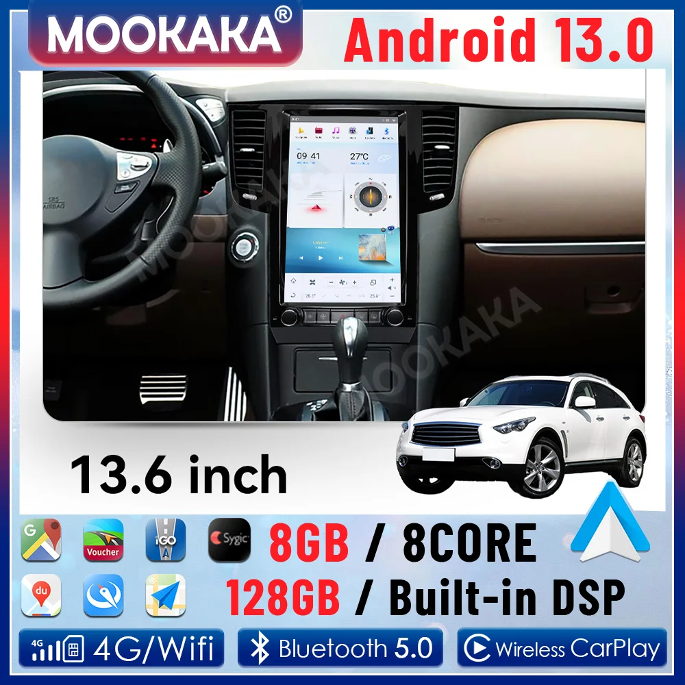 Android Auto 13.6" Screen For Infiniti QX70 2013-2016 Car Radio Stereo Multimedia Player Carplay GPS Navigation Tape Recorder
Android Auto 13.6" Screen For Infiniti QX70 2013-2016 Car Radio Stereo Multimedia Player Carplay GPS Navigation Tape Recorder