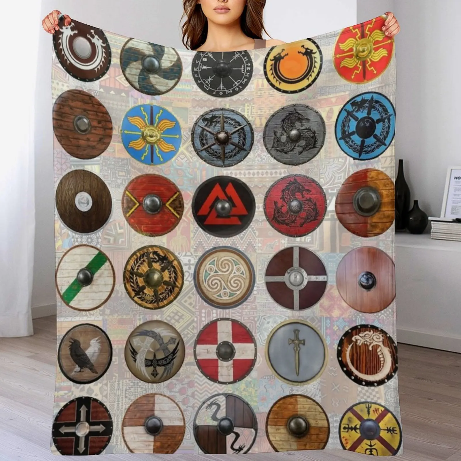 Viking Shields Throw Blanket Travel Size Cozy Blanket for Plane Train
Viking Shields Throw Blanket Travel Size Cozy Blanket for Plane Train