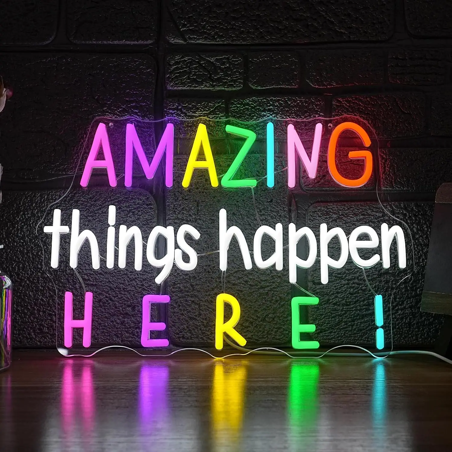Amazing Things Happen Here Neon Sign USB Powered LED Neon Light for Bar Game Room Bedroom Decoration Gift Art Wall Light
Amazing Things Happen Here Neon Sign USB Powered LED Neon Light for Bar Game Room Bedroom Decoration Gift Art Wall Light