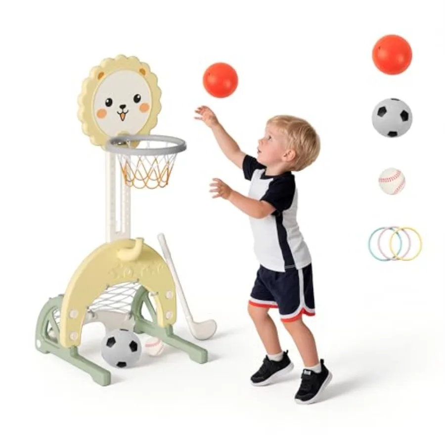 Indoor/Outdoor 4-in-1 Toddler Basketball Hoop, Adjustable Height Sports Center for,Yellow Green Plastic, Durable Multi-Game Use
Indoor/Outdoor 4-in-1 Toddler Basketball Hoop, Adjustable Height Sports Center for,Yellow Green Plastic, Durable Multi-Game Use