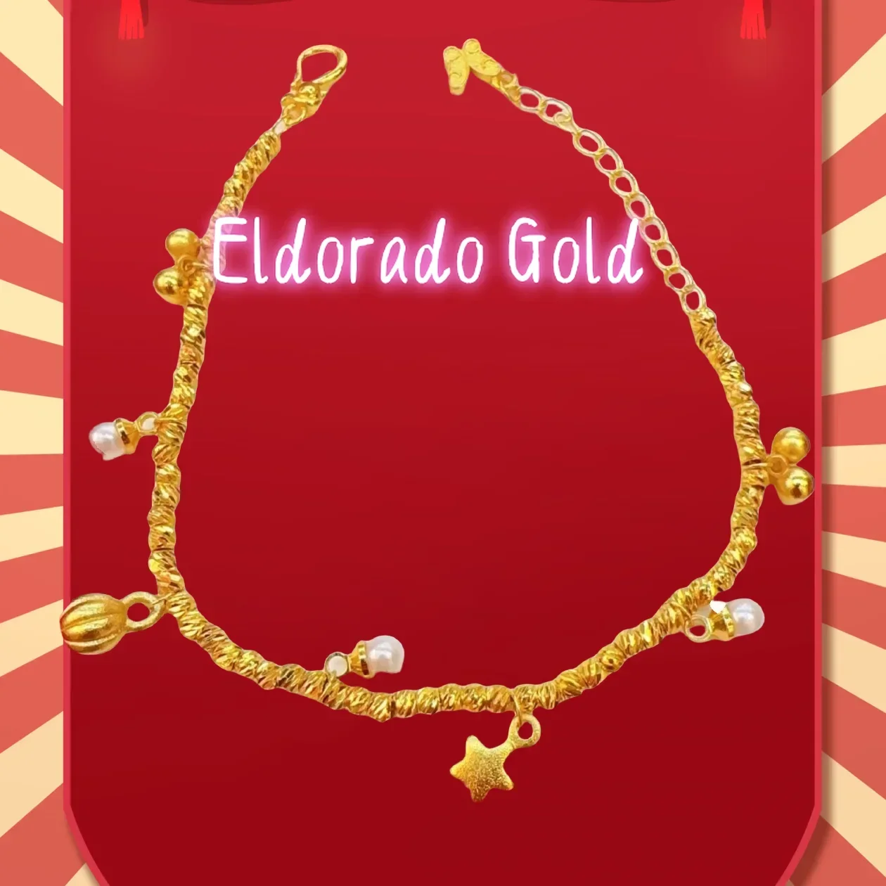 Золотой браслет Eldorado Gold 2025 AU999 24K Wish Disco | Полая эмалевая подвеска с надписью, эластичная цепочка из бусин, модная для многослойного ношения.
Золотой браслет Eldorado Gold 2025 AU999 24K Wish Disco | Полая эмалевая подвеска с надписью, эластичная цепочка из бусин, модная для многослойного ношения.