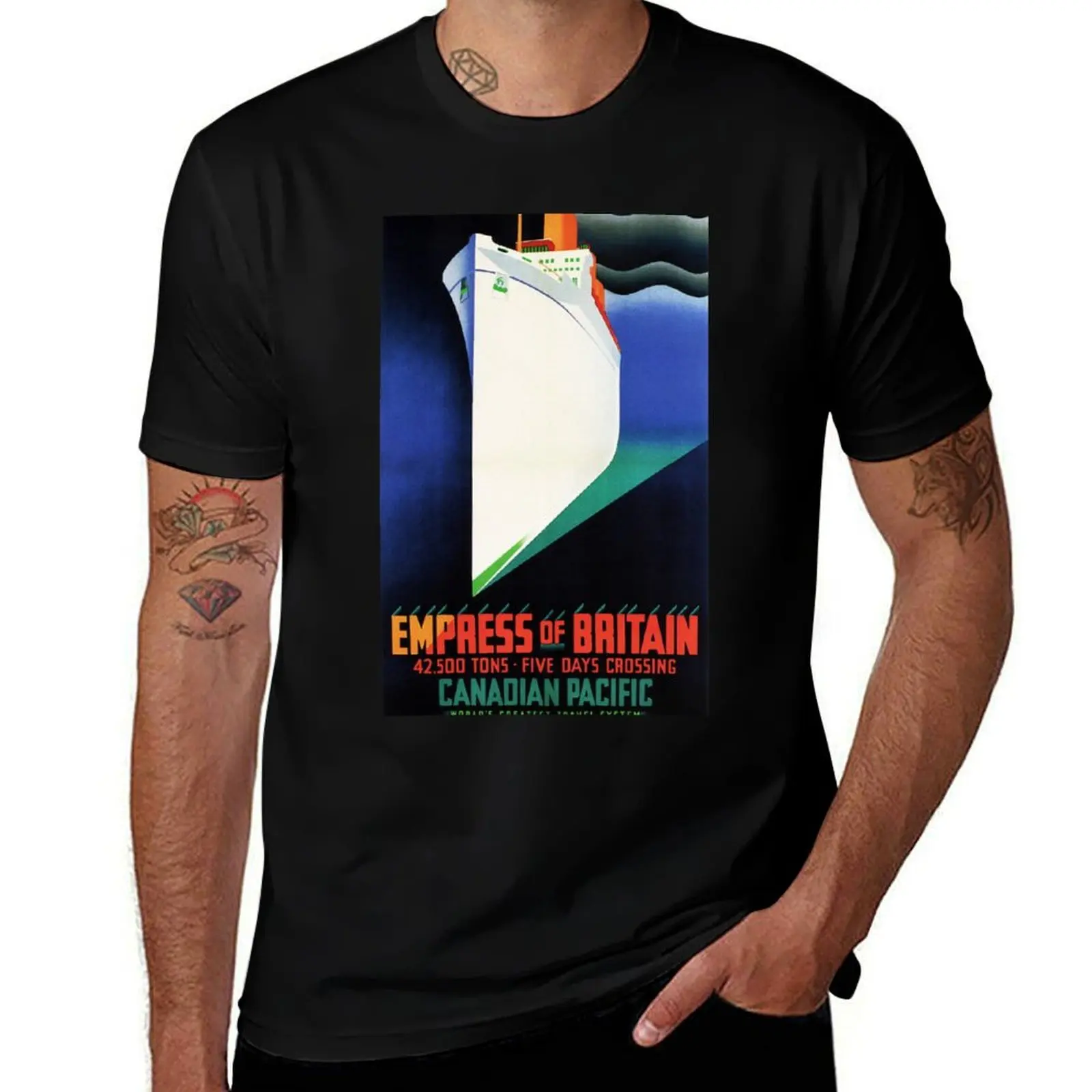 Empress of Britain Five Days Crossing Art Deco Vintage Travel T-Shirt cotton man t-shirts anime clothes Luxury man mens fashion
Empress of Britain Five Days Crossing Art Deco Vintage Travel T-Shirt cotton man t-shirts anime clothes Luxury man mens fashion
