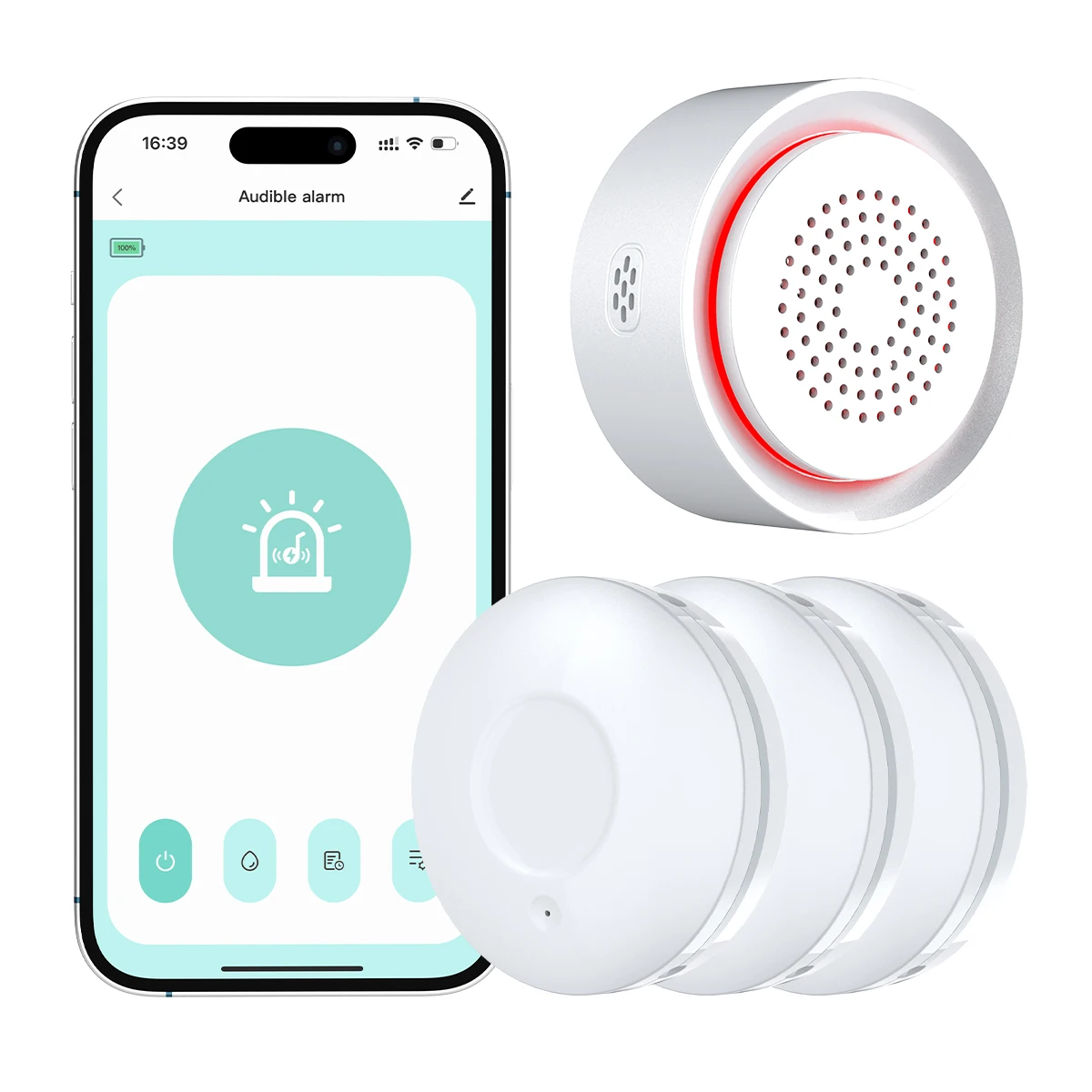 Modern Durable Safe PC Material WiFi Audio and Light Indicator with Three Water Sensors Battery Powered USB Interface
Modern Durable Safe PC Material WiFi Audio and Light Indicator with Three Water Sensors Battery Powered USB Interface