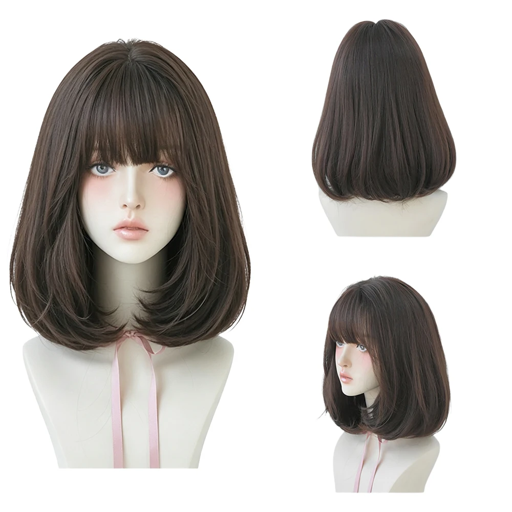 Chocolate Brown Inward Short Straight Bob Wig With Bangs Natural Hairline Heat Resistant Synthetic Wigs For Women Daily Party
Chocolate Brown Inward Short Straight Bob Wig With Bangs Natural Hairline Heat Resistant Synthetic Wigs For Women Daily Party