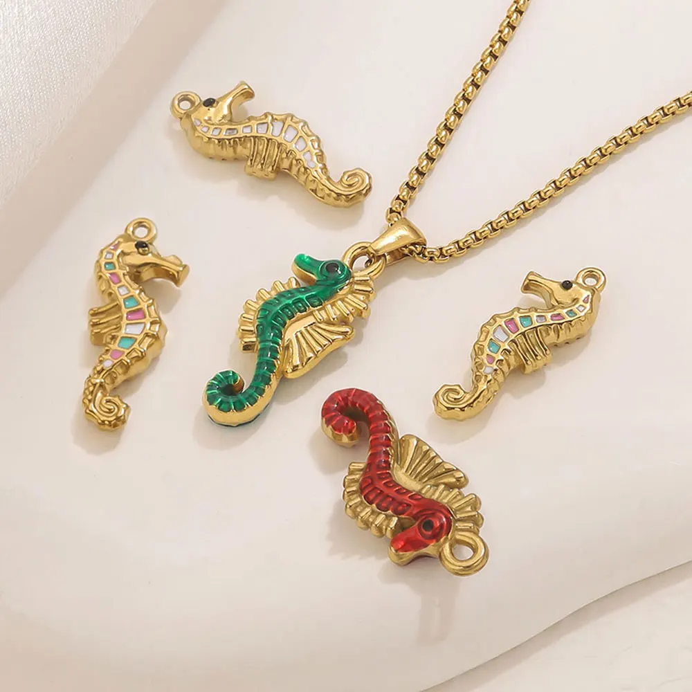 3PCS Enamel Seahorse Stainless Steel Charms Bohe DIY GoldenJewelry Components For Crafting Women's Earrings Necklaces Bracelets
3PCS Enamel Seahorse Stainless Steel Charms Bohe DIY GoldenJewelry Components For Crafting Women's Earrings Necklaces Bracelets