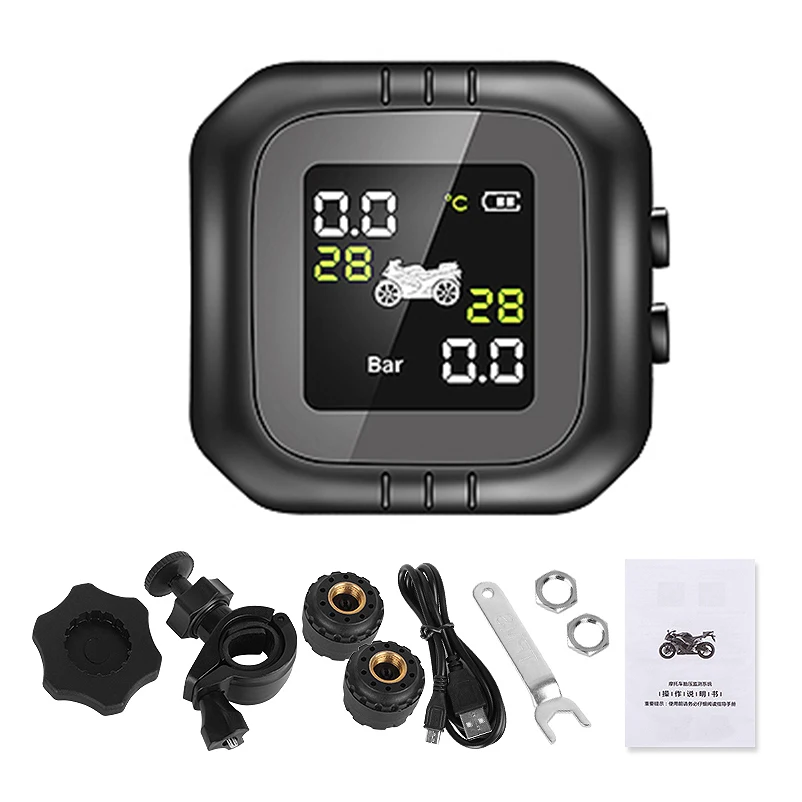 Motorcycle Tire Pressure Monitoring System Temperature Alarm Waterproof Cordless TPMS External
Motorcycle Tire Pressure Monitoring System Temperature Alarm Waterproof Cordless TPMS External
