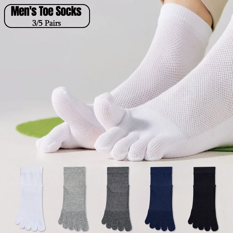 3/5 Pairs Men's Toe Socks Mid-Calf 100% Cotton Mesh Breathable Anti-bacterial Anti-odor Split Toe Socks for Daily & Sports
3/5 Pairs Men's Toe Socks Mid-Calf 100% Cotton Mesh Breathable Anti-bacterial Anti-odor Split Toe Socks for Daily & Sports