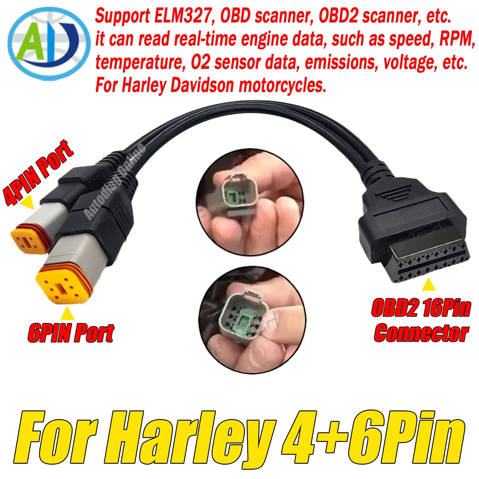 OBD2 Motorcycle Diagnostic Cable For Harley 4 6Pin For Softtail/Dyna/V-Rod/Touring/Sporster/Street Scan OBD2 Diagnostic Adapter
OBD2 Motorcycle Diagnostic Cable For Harley 4 6Pin For Softtail/Dyna/V-Rod/Touring/Sporster/Street Scan OBD2 Diagnostic Adapter