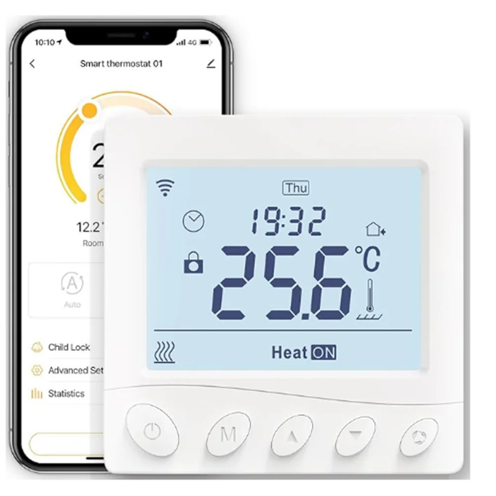 For WiFi Programmable Heating Thermostat for Underfloor Systems Compatible with For Alexa and Life App Control
For WiFi Programmable Heating Thermostat for Underfloor Systems Compatible with For Alexa and Life App Control