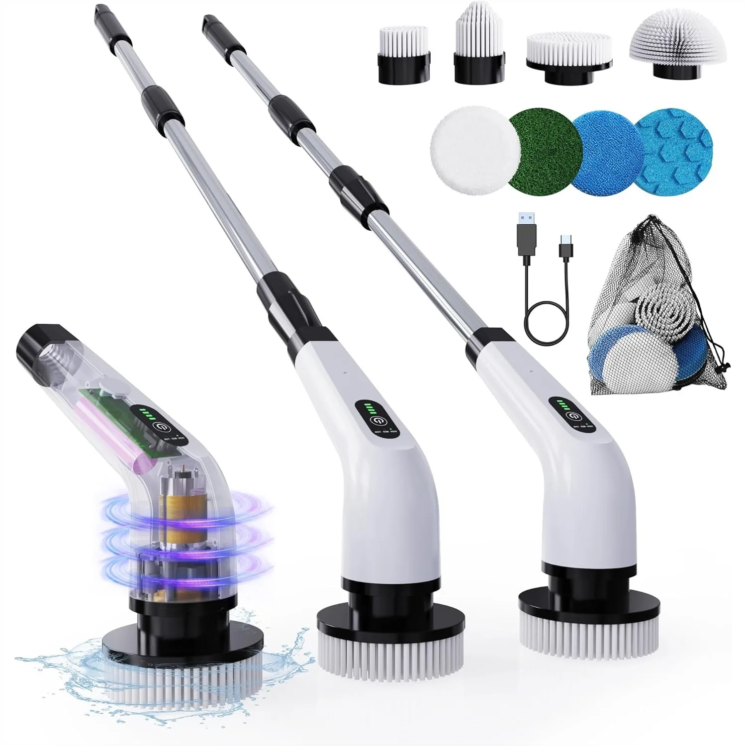 8 in 1 Electric Spin Scrubber for Cleaning Bathroom, 3000mAh Cordless Cleaner with Long Handle, 3 Speeds Power Scrubber for
8 in 1 Electric Spin Scrubber for Cleaning Bathroom, 3000mAh Cordless Cleaner with Long Handle, 3 Speeds Power Scrubber for