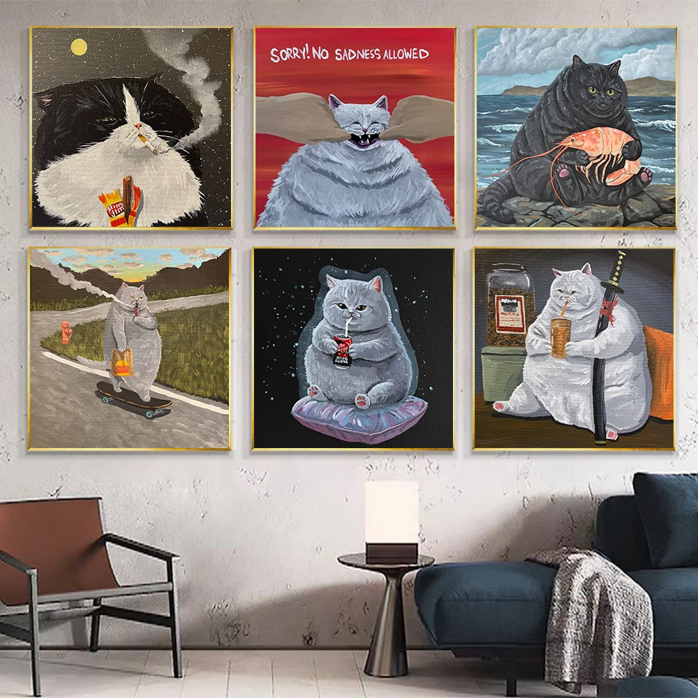 Vintage Cat with Food Poster and Print Funny Animal Canvas Painting For Kitchen Home Decoration Pictures Murals Frameless
Vintage Cat with Food Poster and Print Funny Animal Canvas Painting For Kitchen Home Decoration Pictures Murals Frameless
