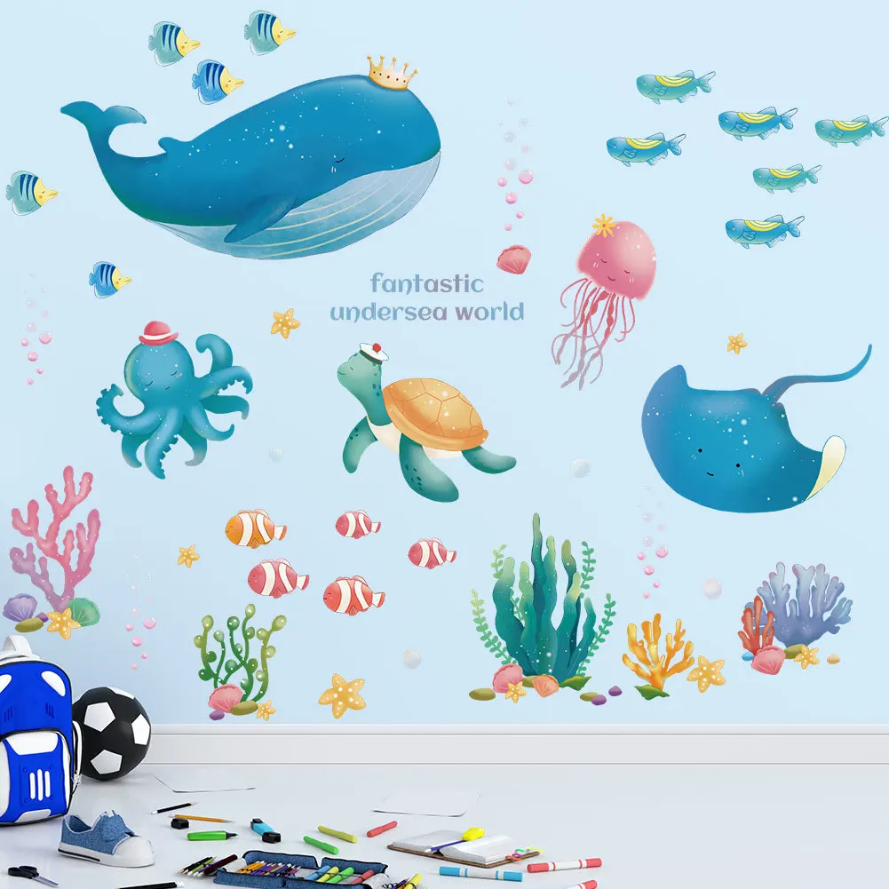 Creative underwater world whale sea turtle sticker for kids room living room decoration self adhesive wall decal
Creative underwater world whale sea turtle sticker for kids room living room decoration self adhesive wall decal