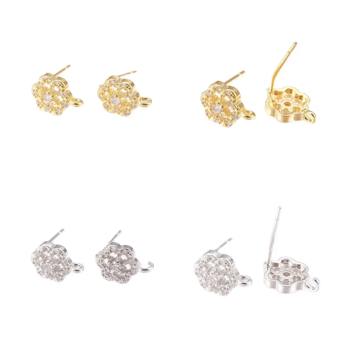 Kissitty 10 Pairs Transparent Flower Metal Stud Earring with Loop Earring For Women Fashion Jewelry Findings
Kissitty 10 Pairs Transparent Flower Metal Stud Earring with Loop Earring For Women Fashion Jewelry Findings