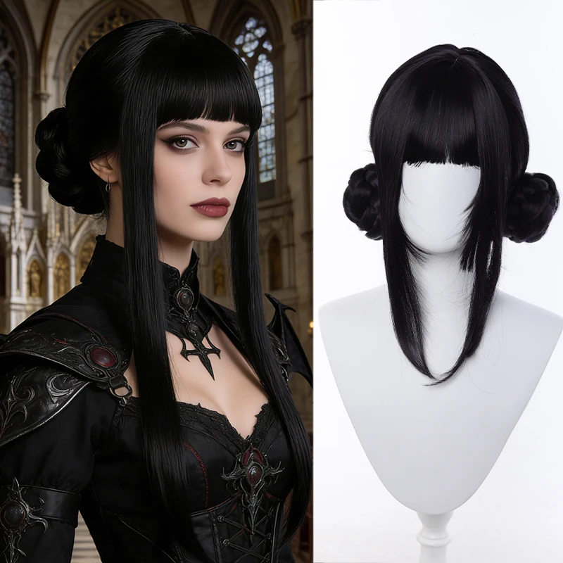 Black wig double hair bun female cosplay anime style sweet style half zip wig headband
Black wig double hair bun female cosplay anime style sweet style half zip wig headband