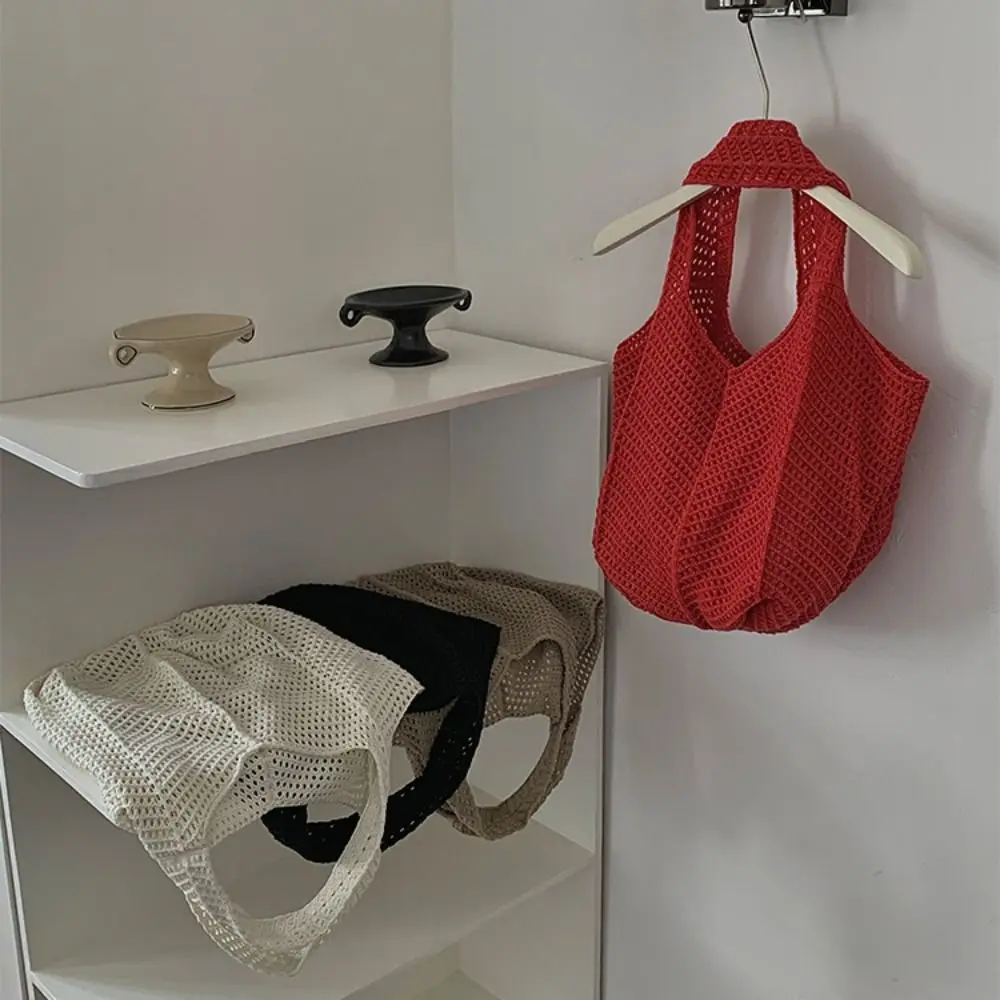 Solid Color Knitting Shoulder Bag Large Capacity Hollow Out Bohemian Crochet Tote Bag Versatile Casual Woven Handbag Vacation
Solid Color Knitting Shoulder Bag Large Capacity Hollow Out Bohemian Crochet Tote Bag Versatile Casual Woven Handbag Vacation