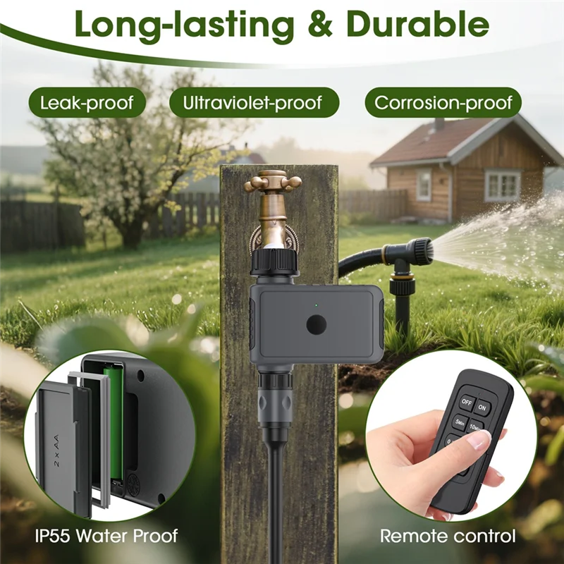 B97A-Smart Irrigation Watering System Automatic Sprinkler Timer Remote Control Garden Water Timer Hose Control With 1 Outlet
B97A-Smart Irrigation Watering System Automatic Sprinkler Timer Remote Control Garden Water Timer Hose Control With 1 Outlet