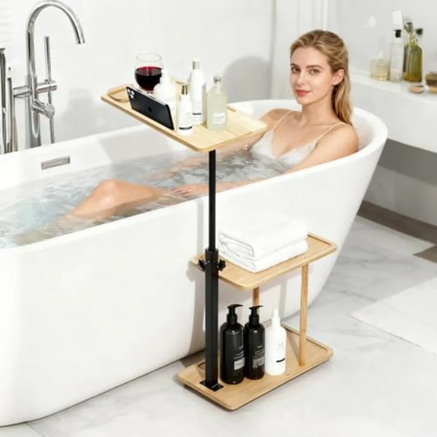 3 Layer Bathtub Tray TableBamboo Swivel Bathtub Side Table Height Adjustable Freestanding Bathtub Tray for Tub Against Wall Bat
3 Layer Bathtub Tray TableBamboo Swivel Bathtub Side Table Height Adjustable Freestanding Bathtub Tray for Tub Against Wall Bat