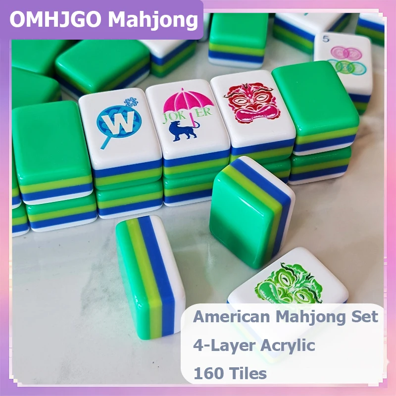 OMHJGO Luxury American Mahjong Set 4-Layer Acrylic Green Travel Mahjong Tiles Portable Mah Jongg Sets for Family Entertainment
OMHJGO Luxury American Mahjong Set 4-Layer Acrylic Green Travel Mahjong Tiles Portable Mah Jongg Sets for Family Entertainment