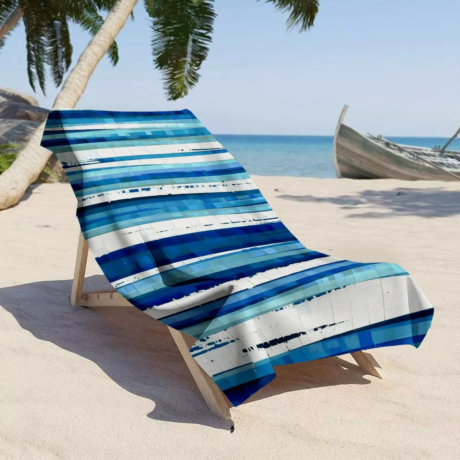 1pcs Coastal Mosaic Beach Towel, Watercolor Blue & White Tile Stripe Pattern Bath Towel, Mediterranean Style Beach Blanket
1pcs Coastal Mosaic Beach Towel, Watercolor Blue & White Tile Stripe Pattern Bath Towel, Mediterranean Style Beach Blanket