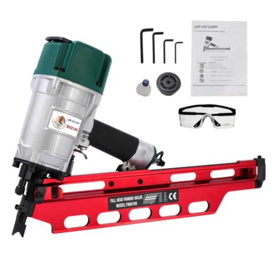 Пневматический гвоздезабиватель Mexican Style 9021NS для каркасных работ, 21 градус, 3-1/2 дюйма, с регулировкой глубины, профессиональный пневматический пистолет для гвоздей
Пневматический гвоздезабиватель Mexican Style 9021NS для каркасных работ, 21 градус, 3-1/2 дюйма, с регулировкой глубины, профессиональный пневматический пистолет для гвоздей