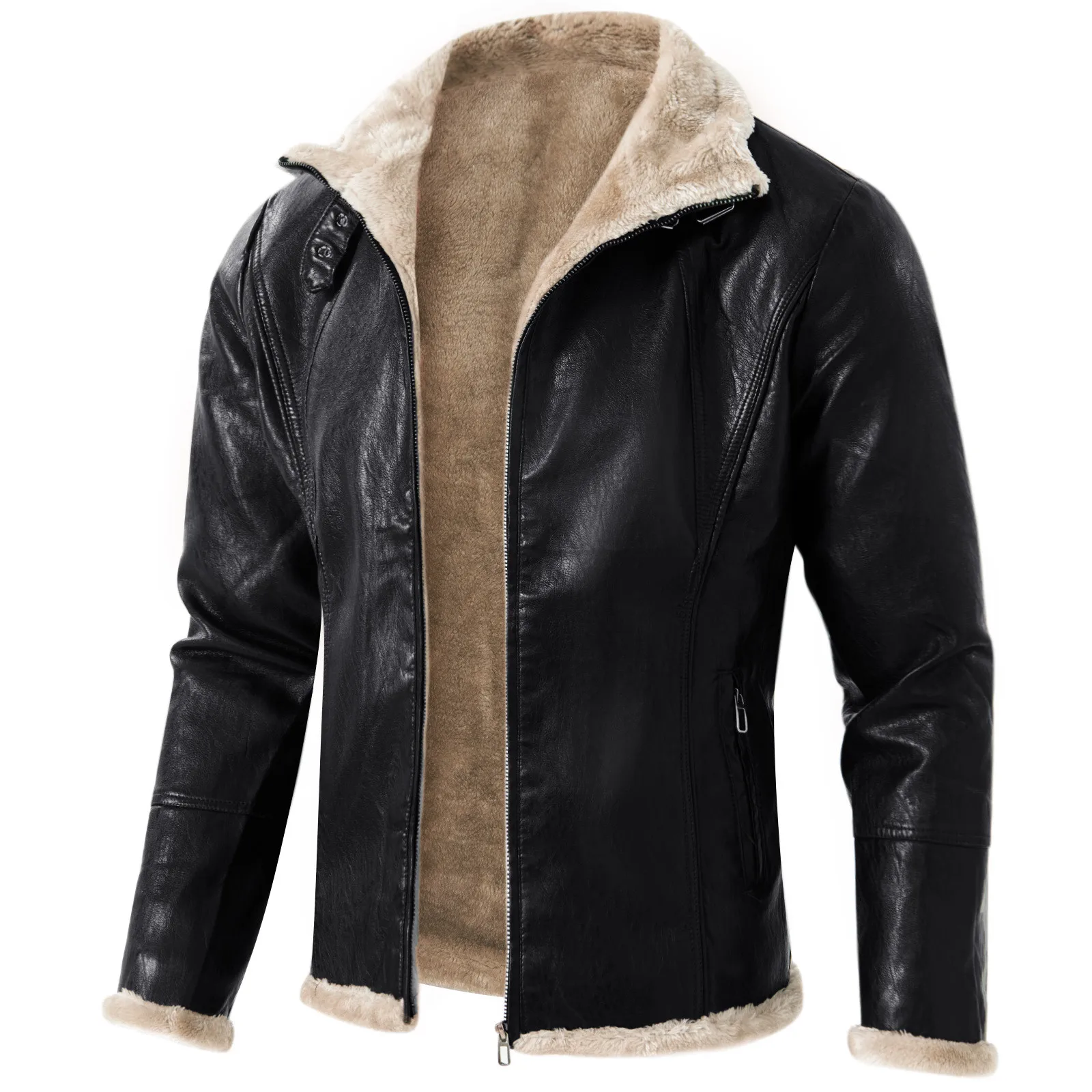 Men Jacket Leather Motorcycle Bomber Biker Cool Black Zipper Long Sleeve European Korean Fashion Pilot fleece Windbreaker Slim
Men Jacket Leather Motorcycle Bomber Biker Cool Black Zipper Long Sleeve European Korean Fashion Pilot fleece Windbreaker Slim