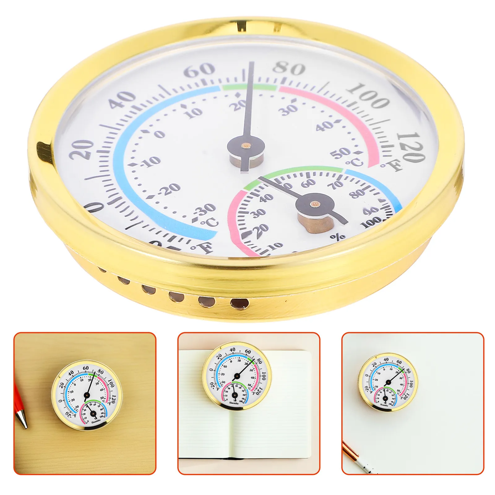 Mini Pointer Thermometer Hygrometer Gauge Aluminum Alloy Ring Plastic Shell for Indoor Temperature Humidity Monitoring
Mini Pointer Thermometer Hygrometer Gauge Aluminum Alloy Ring Plastic Shell for Indoor Temperature Humidity Monitoring