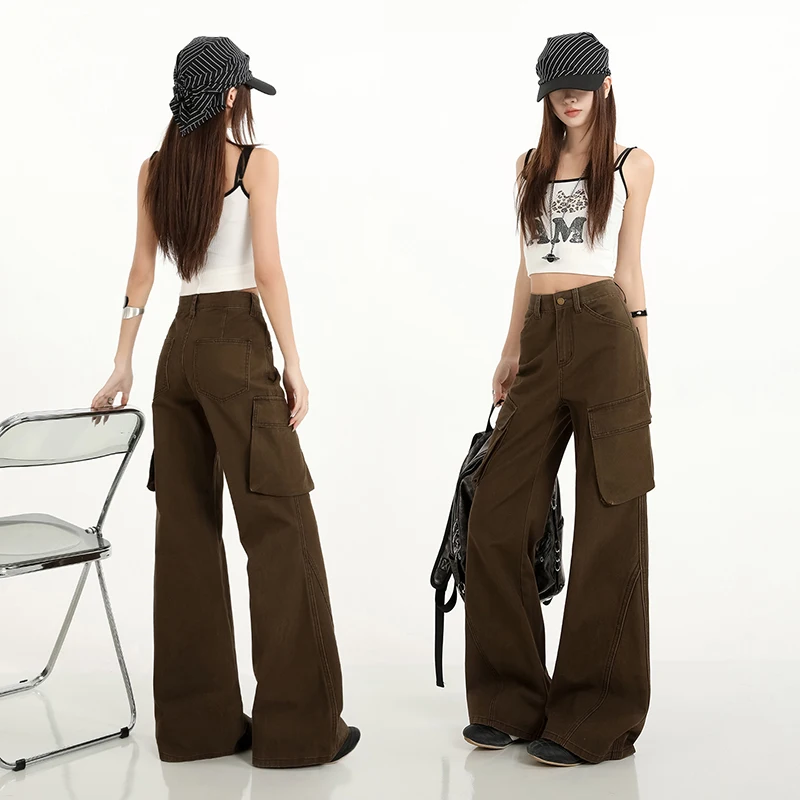 Womens Cool Cotton Cargo Casual Flare Jeans Loose Patch Pockets Fashion Deconstructed Spliced Non Skinny Flare Pants
Womens Cool Cotton Cargo Casual Flare Jeans Loose Patch Pockets Fashion Deconstructed Spliced Non Skinny Flare Pants