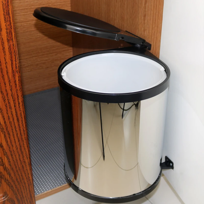 Kitchen hidden rotary door type embedded household cabinet built-in door hanging stainless steel trash can
Kitchen hidden rotary door type embedded household cabinet built-in door hanging stainless steel trash can
