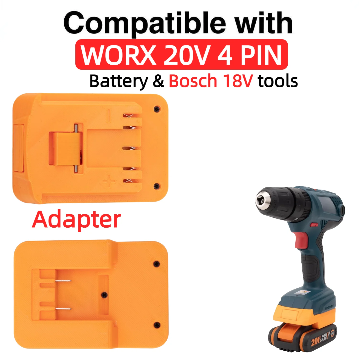 For WORX 20V 4 PIN Series Li-ion Battery Adapter TO Bosch 18V Series Tools Converter Power Tools Accessory(Only Adapter)
For WORX 20V 4 PIN Series Li-ion Battery Adapter TO Bosch 18V Series Tools Converter Power Tools Accessory(Only Adapter)