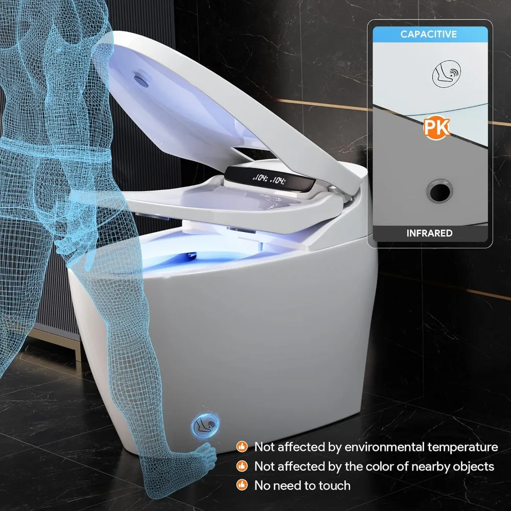 Modern Smart Toilet With Built-In Bidet, Foam Shield Splash-Proof Protection, Auto Open Lid & Self-Cleaning Function, Custom
Modern Smart Toilet With Built-In Bidet, Foam Shield Splash-Proof Protection, Auto Open Lid & Self-Cleaning Function, Custom